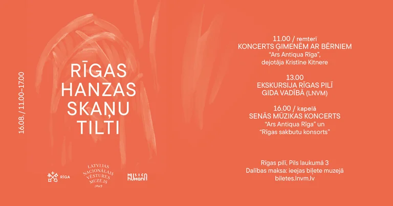 “Rīgas Hanzas skaņu tilti” Rīgas pilī: trīs pieturas 16. augustā