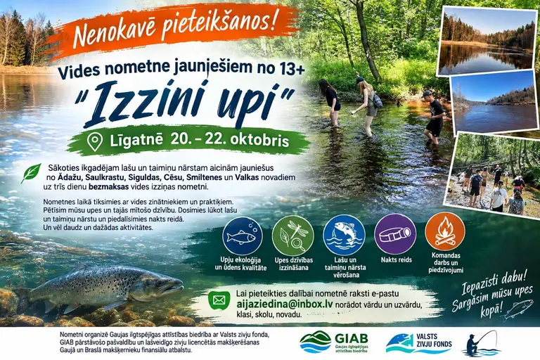 Saulkrastu jauniešiem – bezmaksas nometne “Izzini upi”