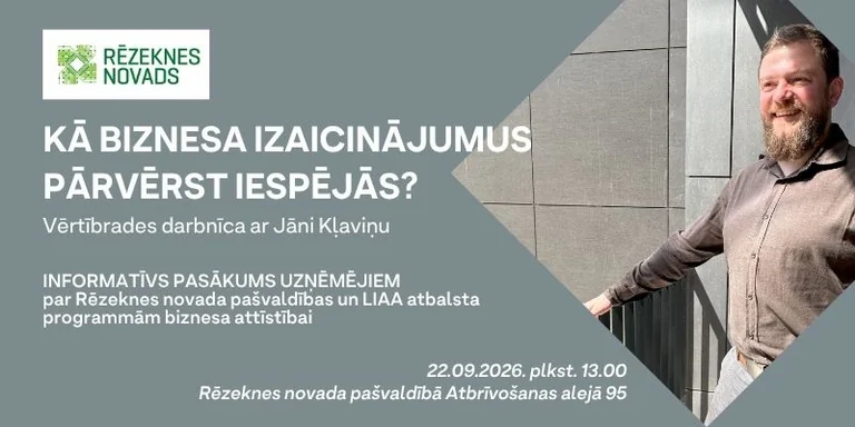 Rēzeknes uzņēmējiem bezmaksas darbnīca 22. septembrī